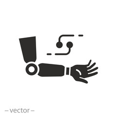 prosthetic hand icon, prosthesis for human icon, bionic hand, flat vector illustration