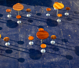 top view of round tables and chairs