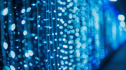 abstract blue bokeh dark blue contrast. Abstract light blue background with blurred white gradient and digital data technology elements. blue light bokeh background