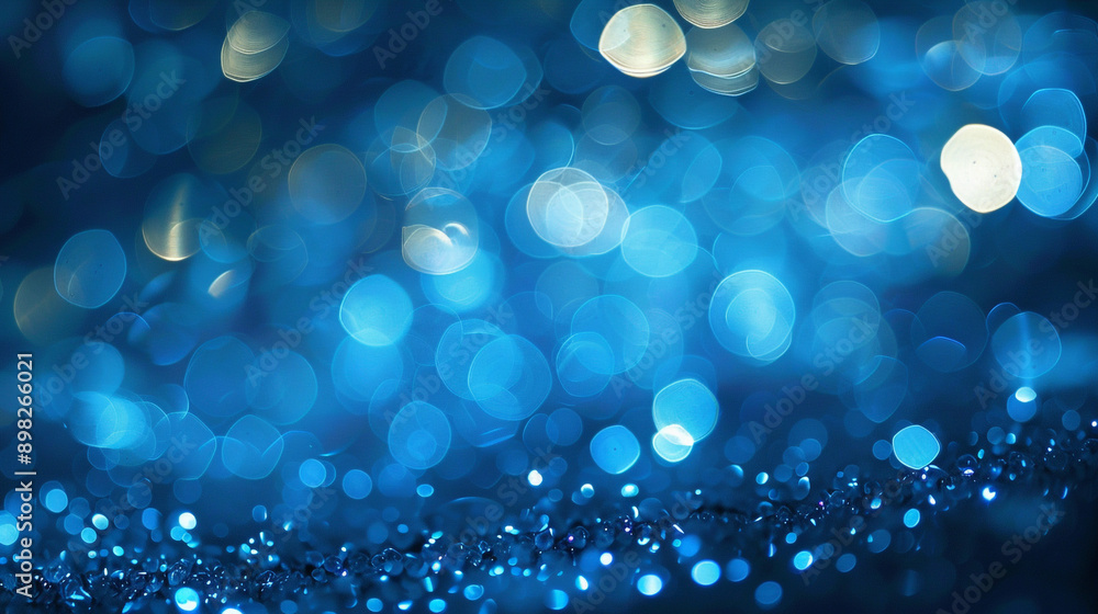 Poster glowing blue background with colorful lights bokeh blue bokeh lights on a blue background banner. ba