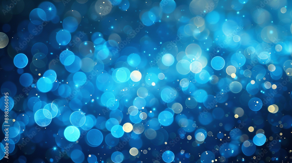 Poster glowing blue background with colorful lights bokeh blue bokeh lights on a blue background banner. ba