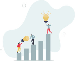 Teamwork and collaboration.people building strong dedicated team and effective cooperation and communication for enterprise.holding bright light bulb .flat design.illustration with people.
