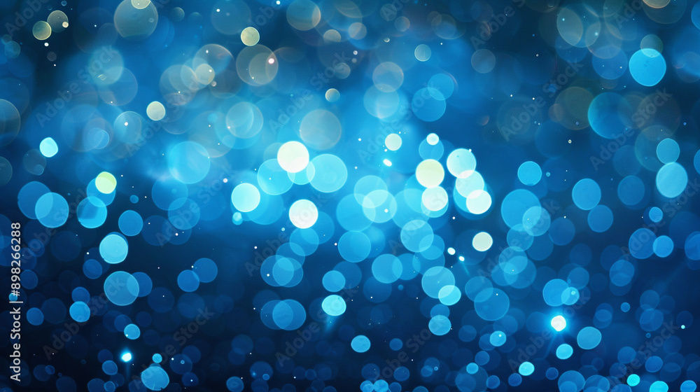 Poster glowing blue background with colorful lights bokeh blue bokeh lights on a blue background banner. ba