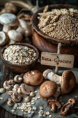 Beta-glucan in foods on the table. Selective focus.