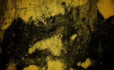 Bright Yellow Concrete Wall Background, Yellow halftone spotted background, Abstract yellow watercolor background texture