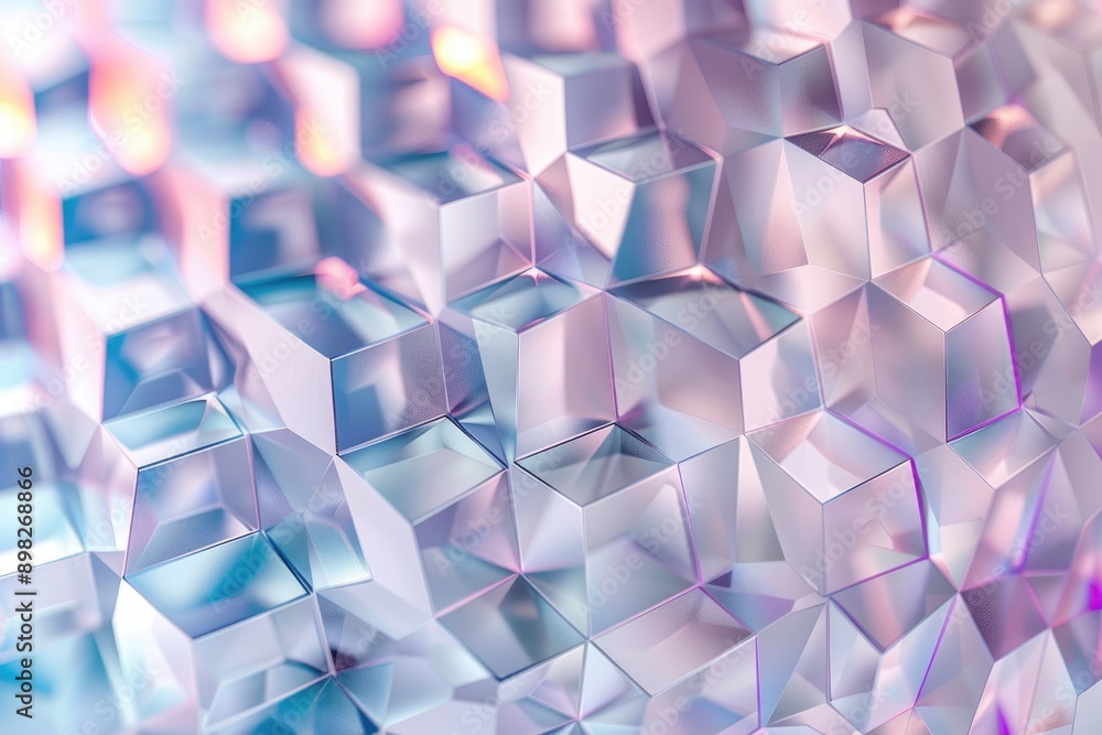 Poster shimmering hexagon composition, vibrant crystals creating unique abstract pattern, ai generated