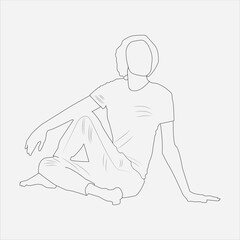 Print Women exercise line art isulated on white background