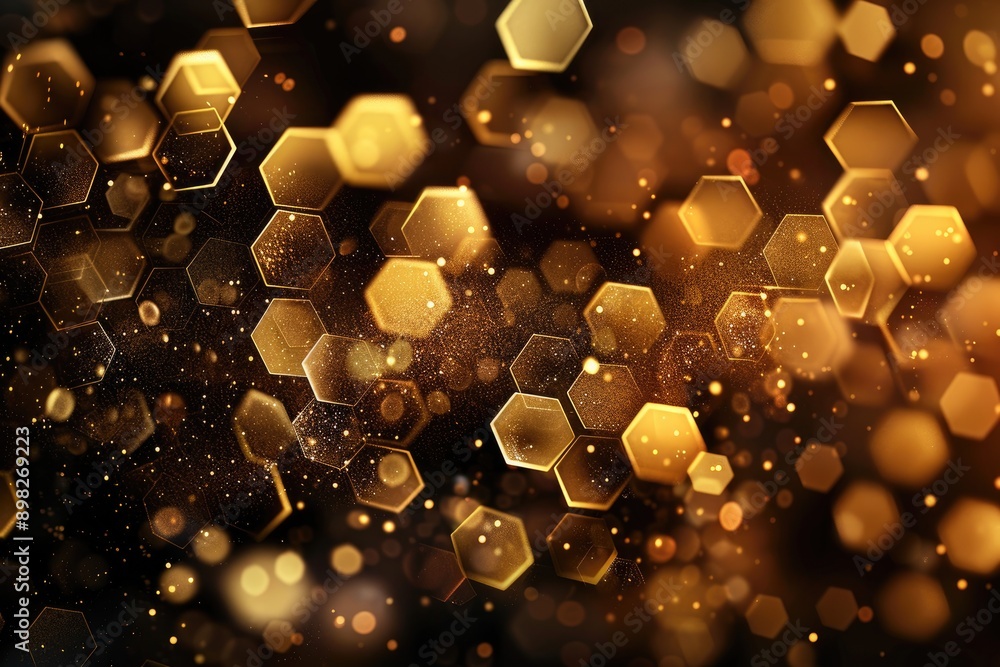 Poster shimmering hexagon composition, vibrant crystals creating unique abstract pattern, ai generated