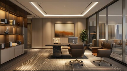 A sophisticated law firm office with private meeting rooms