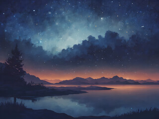 Starry night sky background with deep blue hues