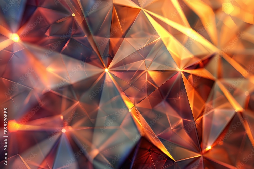 Aufkleber shimmering hexagon composition, multicolored triangles creating a lively backdrop, ai generated