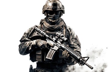 Fototapeta premium Warrior soldier military weapon. .