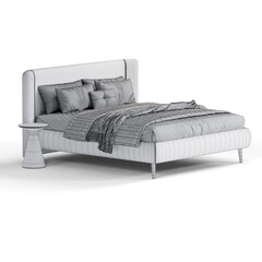 Obraz premium Modern Elegance: Bed for Stylish Living Spaces white background bedroom furniture architectural visualization interior shadow 3d render wireframe hologram jpg