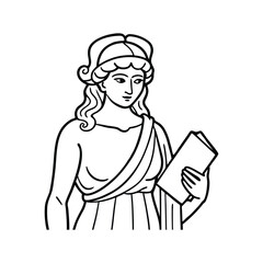 Athena greek goddess with a book vector