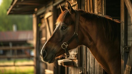 Fototapeta premium Beautiful ranch and horses in the meadow 