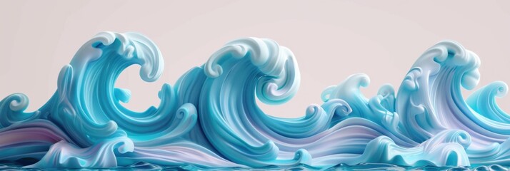 Fototapeta premium Cartoon Water Wave High-Coloured Aquatic Sculpture Concept in Fun Plasticine Style