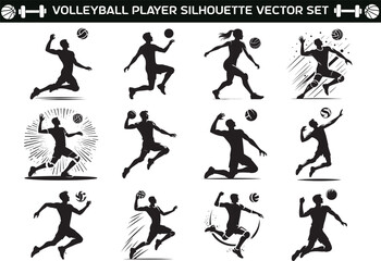 Volley Ball player Silhouette Vector Illustration