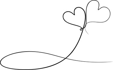 pair of hearts lineart vector. illustration of valentine day vector 