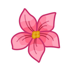 Hibiscus flower cartoon icon. Vector illustration of a tropical blossom plant on a white background.