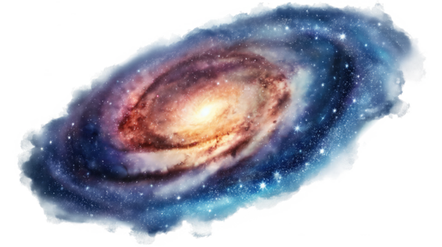 A galaxy isolated on transparent white background, clipping path