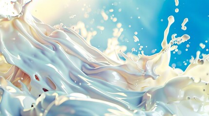 A white milk splashing into the water.