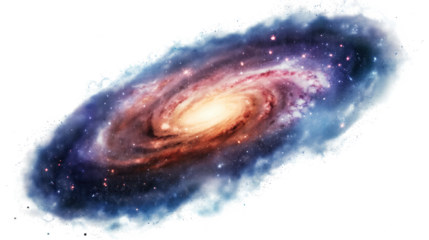 A galaxy isolated on transparent white background, clipping path