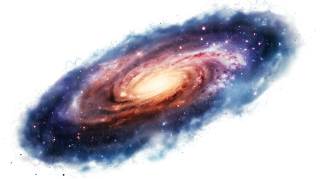 A galaxy isolated on transparent white background, clipping path