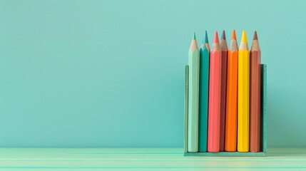 Fototapeta premium Colorful Pencils in a Teal Holder.