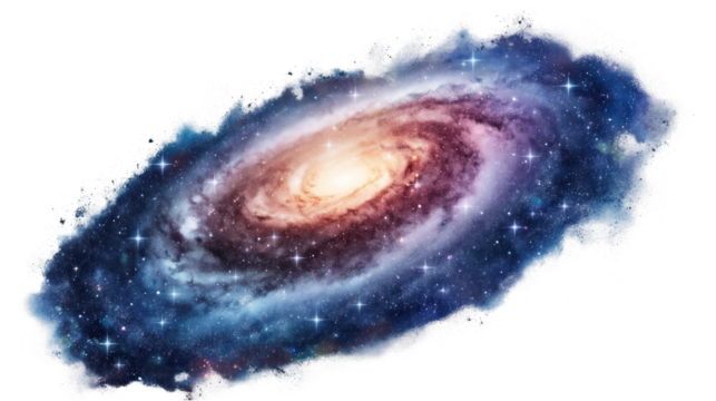 A galaxy isolated on transparent white background, clipping path