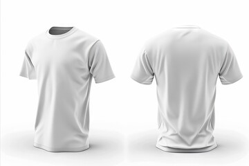 A white t - shirt mockup with front and back view.