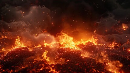 Burning Embers and Smoke with Bright Flames