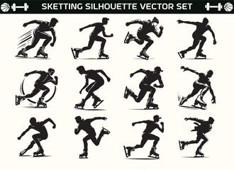 Skating Player Silhouette Vector Illustration