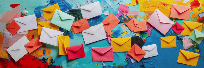 World Mail Day. a postal envelope. letters in a postal envelope