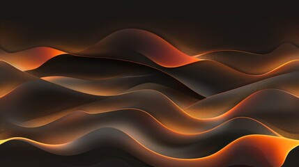 Abstract orange and black waves background flowing in a seamless loop