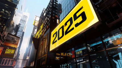 a sign on the street with the number 2025