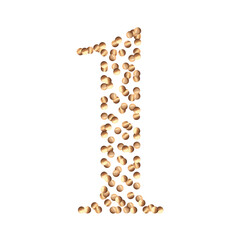 1, gold confetti numbers. Watercolor illustration. Shiny glitter numbering. Sparkly font for banner, dates, planners and notebooks design. Happy Birthday