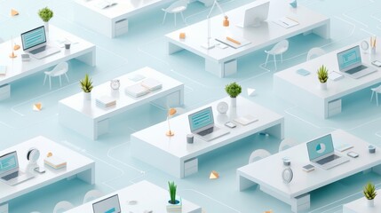 Obraz premium A computer desk with a green monitor and a white keyboard