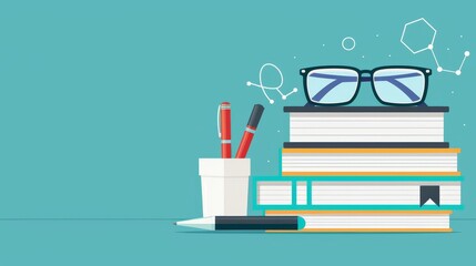 Obraz premium A bookcase with a white cup and a pencil on a table