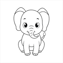 bebe elephant vector line art