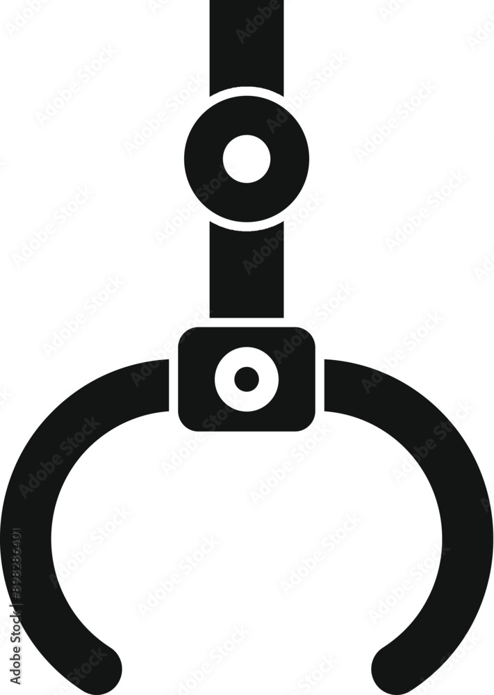Poster robotic arm holding something using metal claws icon. simple illustration of robotic arm holding som