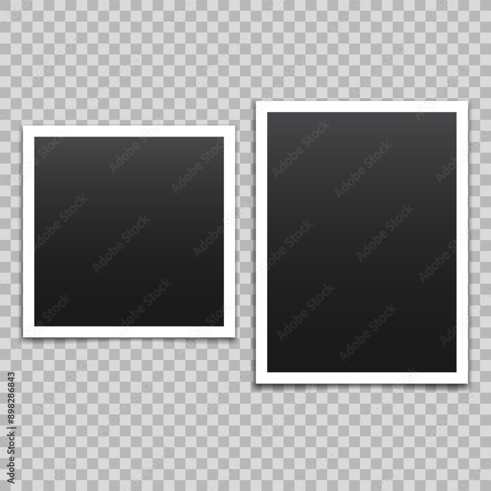 Poster vector empty photo frames with shadow isolated on transparent background. template mockup photo desi