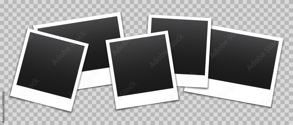 Poster vector empty photo frames with shadow isolated on transparent background. template mockup photo desi