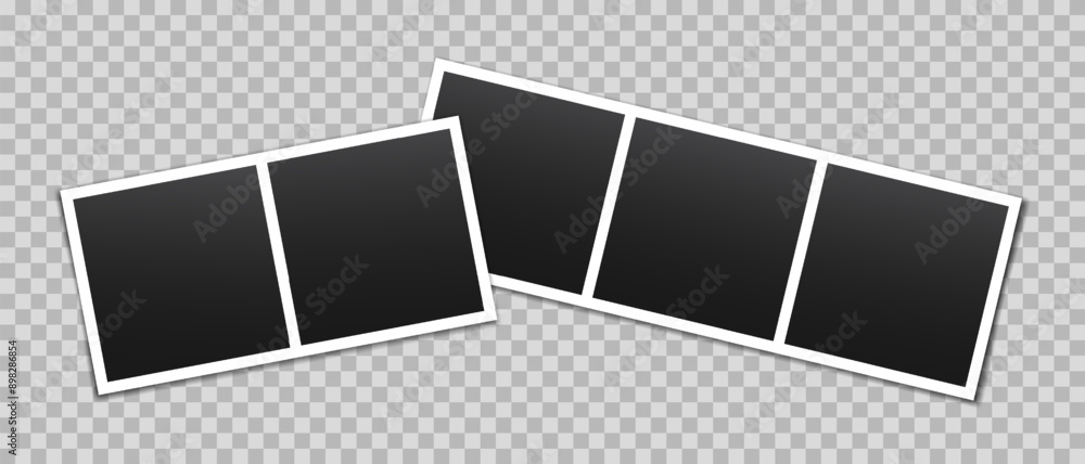 Poster vector empty photo frames with shadow isolated on transparent background. template mockup photo desi