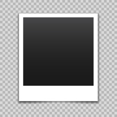 Vector empty photo frames with shadow isolated on transparent background. Template mockup photo design.