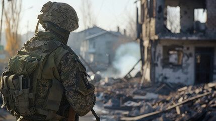 男, 男性, 兵士, 戦争, 戦地, 戦い, 軍隊, 対立, 後ろ姿, 佇む男性, Man, male, soldier, war, battlefield, battle, army, confrontation, back, standing man