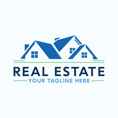 Modern Minimalist Real Estate Company Logo Design, Professional Home Builder Property Logo Template, Clean Vector Real Estate Agent Logo Graphics