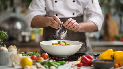 A professional chef demonstrating healthy cooking techniques in a culinary class