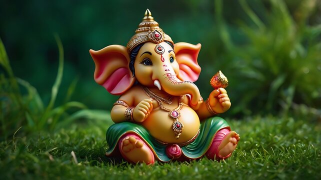 Hindu God Ganesha on background on the occasion of Ganesh Chaturthi,