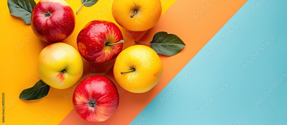Poster Colorful background with a copy space image featuring ripe apples