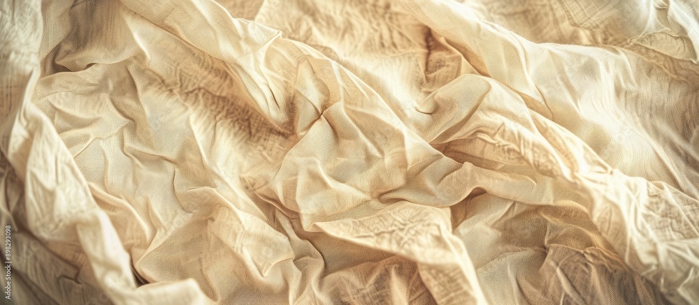 Poster detailed texture of crumpled fabric with visible threads in a fabric art background with copy space 